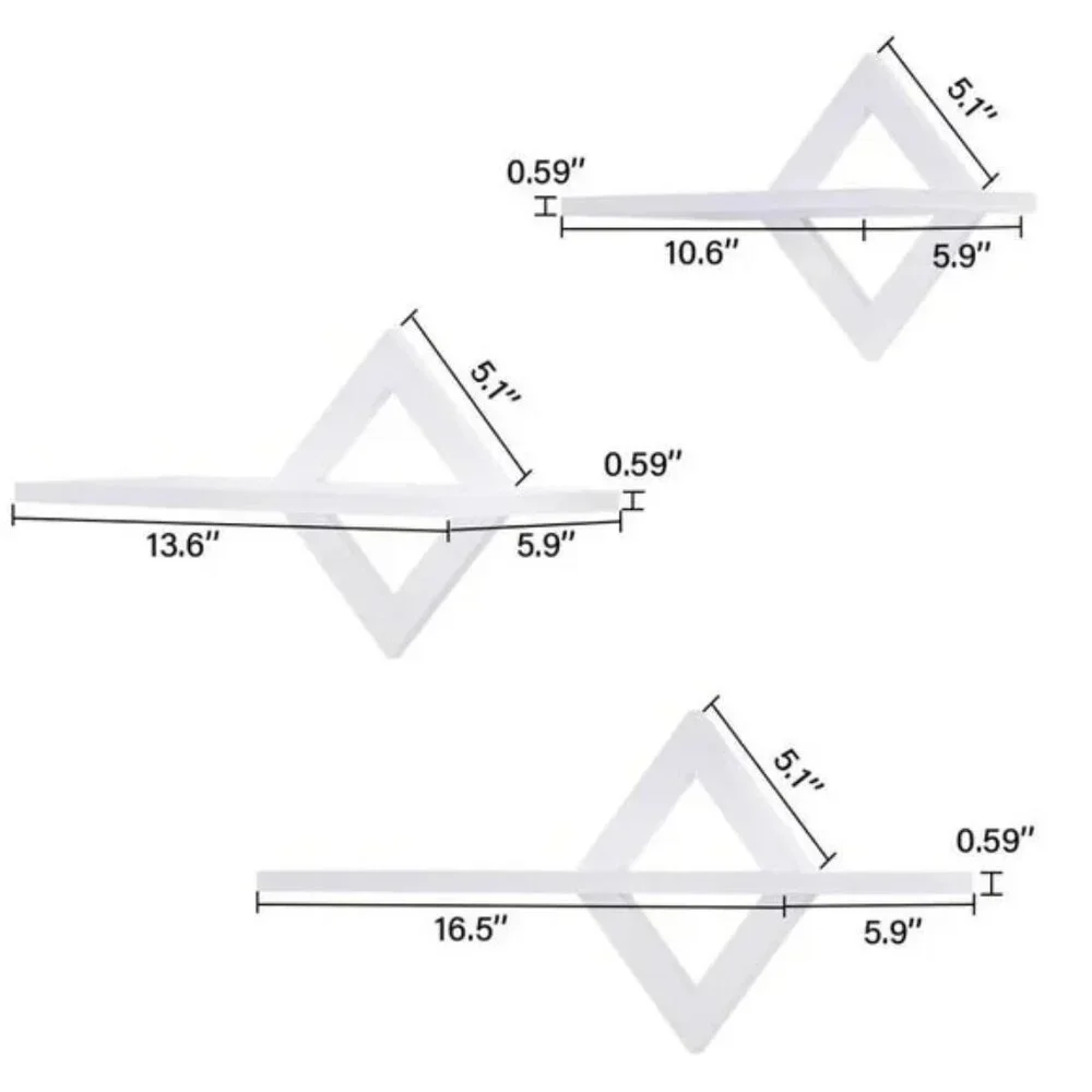 Wall Shelves Set of 3, Wall Mounted Shelves - White